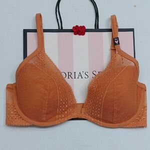 Victoria's Secret Burnt Orange Lace INCREDIBLE by Victoria Plunge Size36C